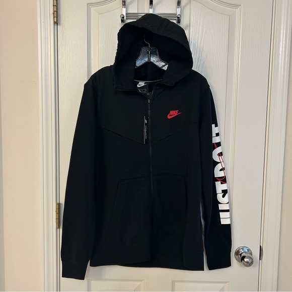 Nike Men's Sportswear Just Do It Fleece Zip Hoodie in Black Size M - Picture 2 of 8